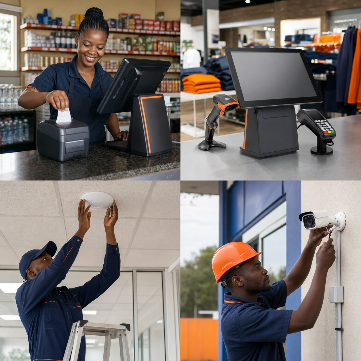 Aemtz service placeholders showing POS, fiscalisation, access point and CCTV services